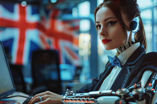 UK Visa Rules Confusing? Get AI-Powered Clarity in 2024 - Female Cyborg at desk