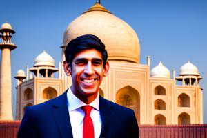 Prime Minister Rishi Sunak with Taj Mahal background AI generated