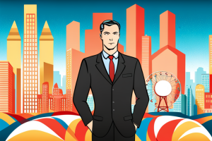 Businessman with Art Deco London City Background AI Generated