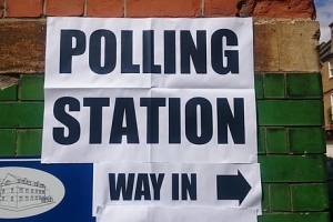 Polling station sign (London)