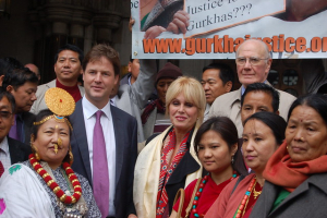 Nick Clegg Joanna Lumley Gurkhas September 2008 no 1