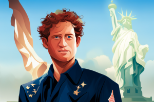 Prince Harry and Statue of Liberty AI Generated