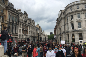 Black Lives Matter peaceful protest on 3 June 2020 end of March from Hyde Park to Trafalgar Square.