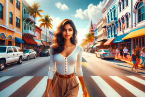 India's Push for E2 Visa and E1 Visa Status - Indian Girl walking down Florida Street