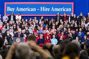 President Donald Trump delivers remarks on Wednesday, March 15, 2017, at the American Center for Mobility in Ypsilanti, Michigan. 