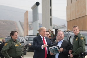 President Donald Trump reviewing U.S. Customs and Border Protection's wall prototypes 13 March 2018