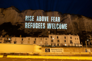 Freedom from Torture "Rise above fear refugees welcome", Dover, Kent 5 September 2020