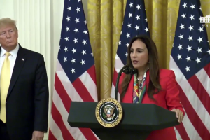 American lawyer and Republican party official Harmeet Dhillon speaks at the White House's Social Media Summit 11 July 2019