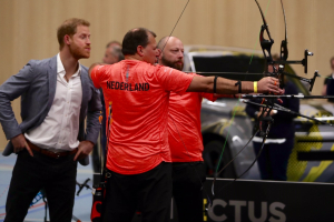 Prince Harry watching longbowmen at 2020 Invictus Games