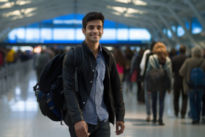 Indian IT Specialist arriving at Airport AI Generated