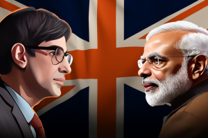 Cartoon Pictures of Rishi Sunak and Narendra Modi AI Generated