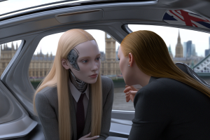 Guide to Workpermit.com’s AI-Powered Sponsor Licence Tool - Cyborg and human in spaceship