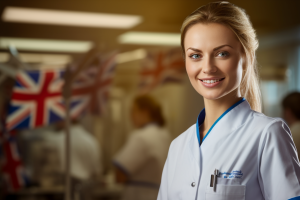 Overseas nurse in UK hospital AI Generated