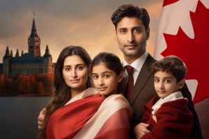 Indian Family in Canada AI Generated