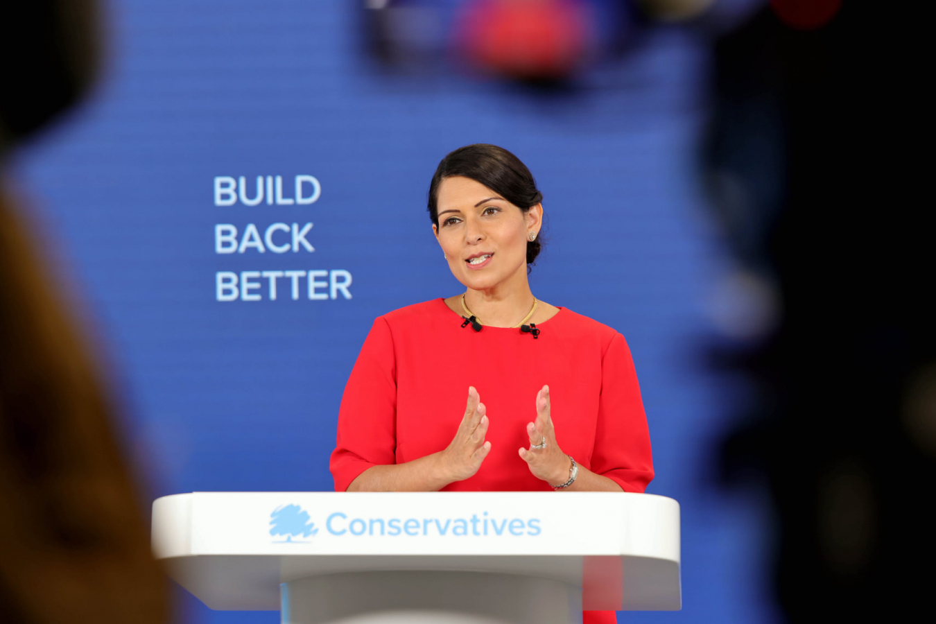 Controversial Home Secretary Priti Patel at Conservative Party Conference 4 October 2020