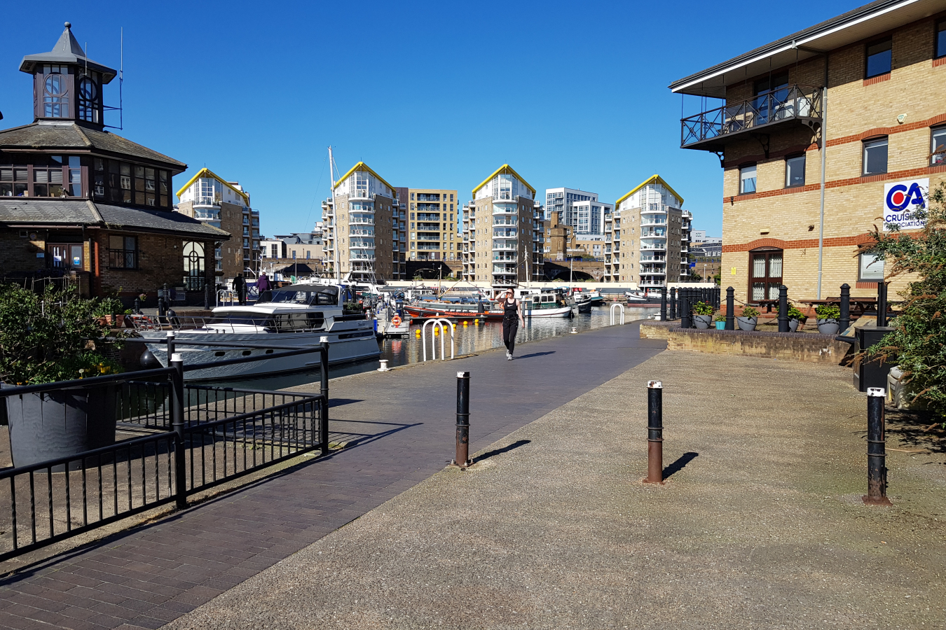 Docklands area, London less crowded than usual during coronavirus pandemic.