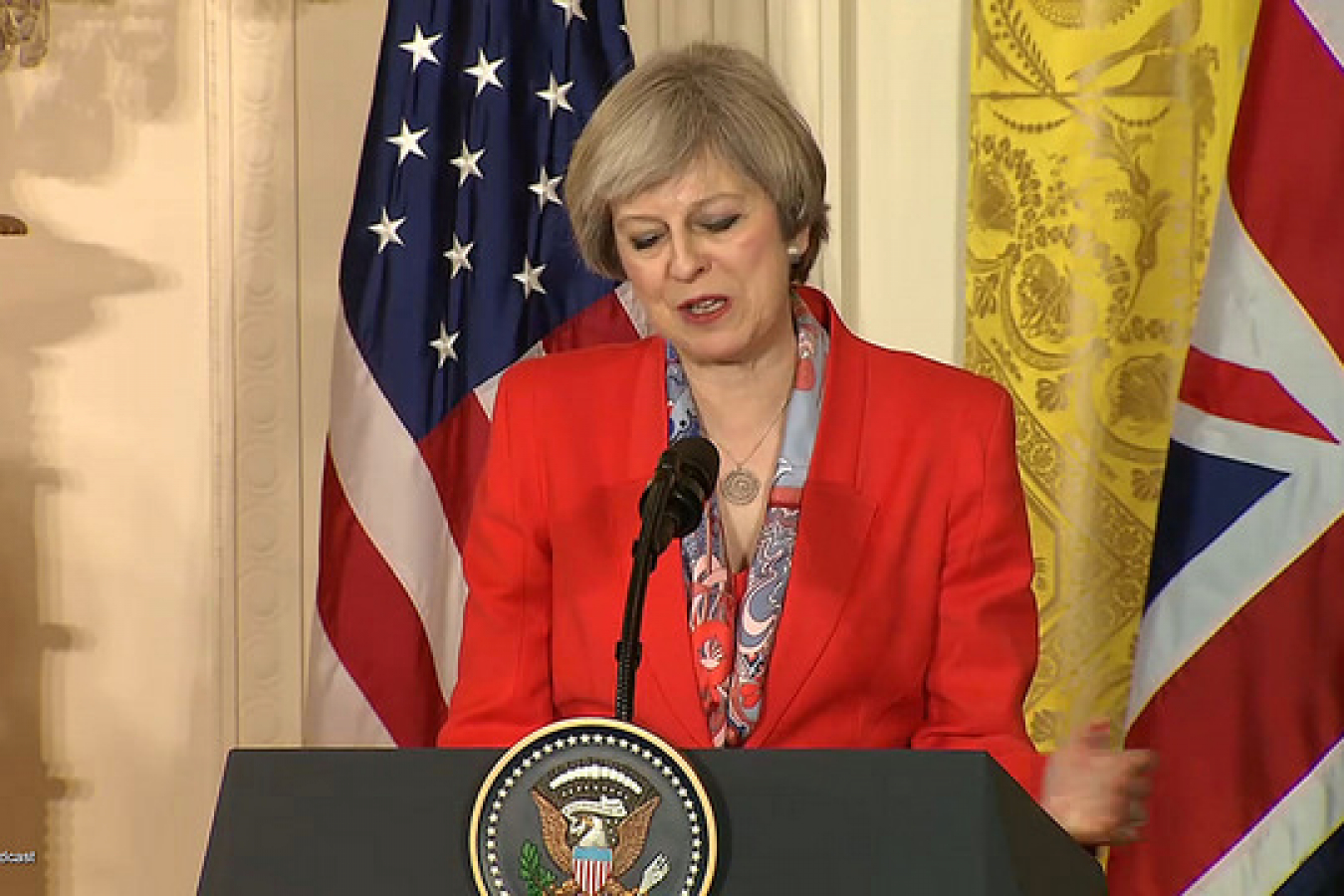 Theresa May in Livestream-Joint-Press-Conference with Donald Trump. January 27, 2017 ... 20:18:17 (MEZ)