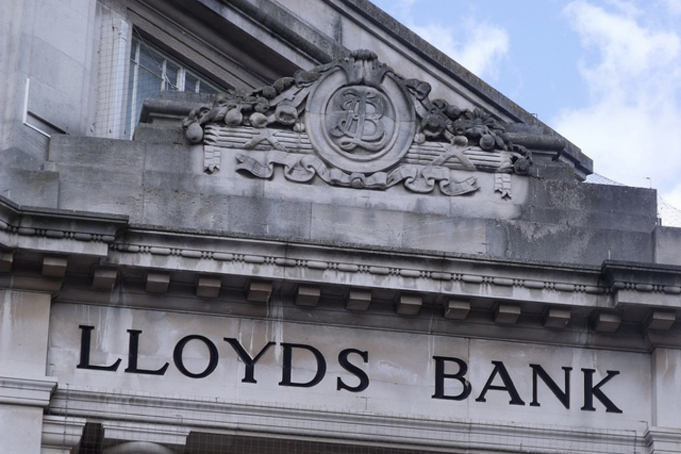 Lloyds Bank, 16 Gentlemans Walk, Norwich - Lloyds Bank sign and LB