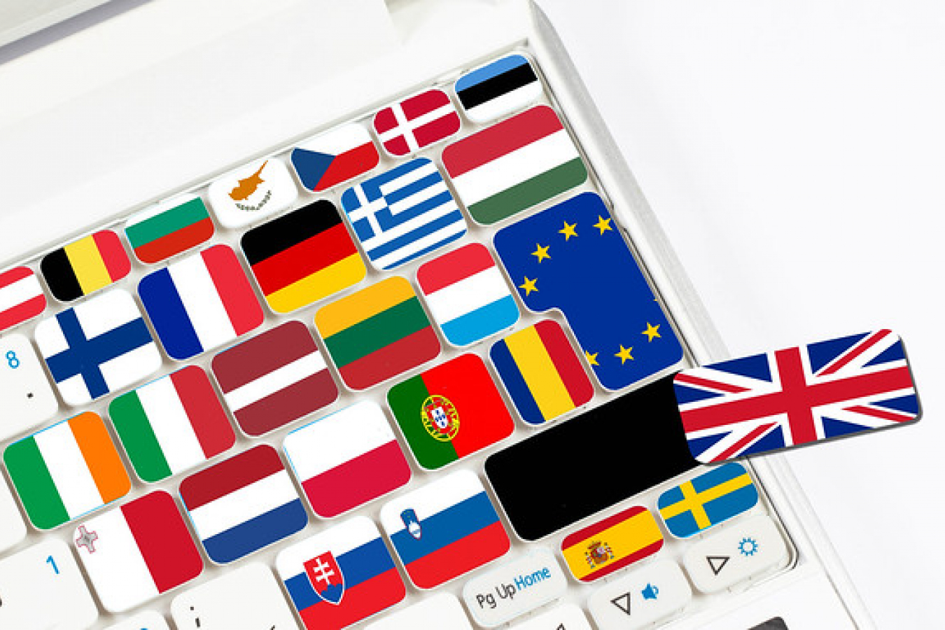 Computer keyboard with flags
