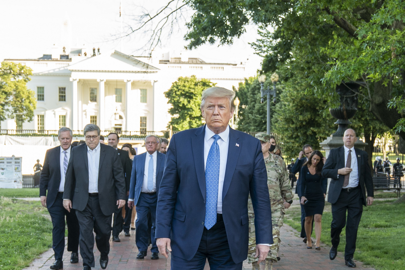 President Donald J. Trump walks from the White House Monday evening, June 1, 2020, to St. John’s Episcopal Church