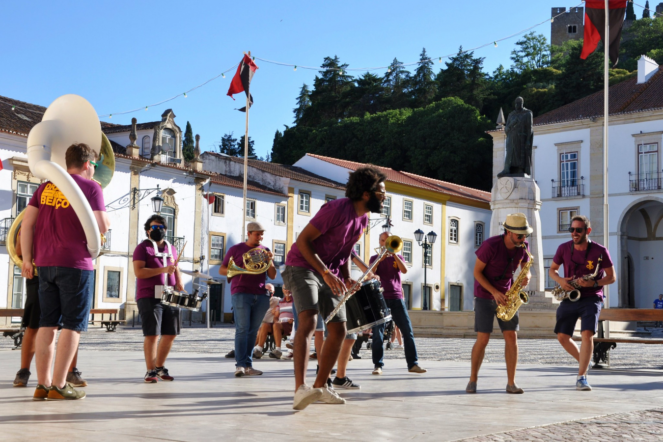 Tomar - street animation in pandemic times, Portugal 25 July 2020