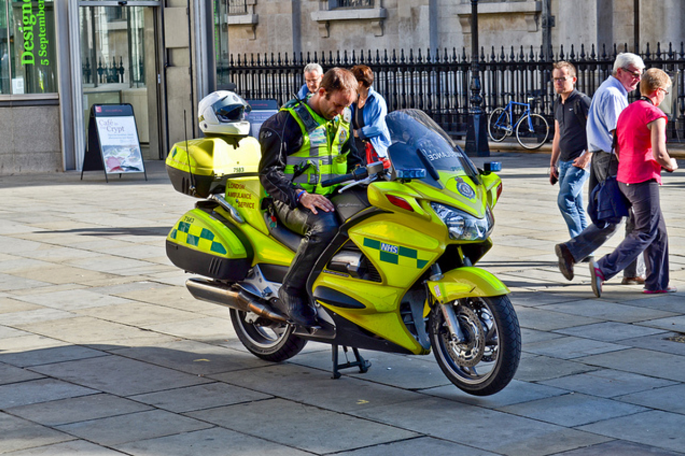 NHS Ambulance Bike - National Health Service is a big user of Tier 2 Visas