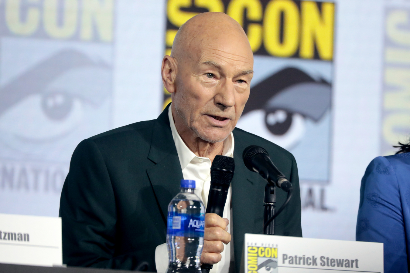 Patrick Stewart speaking at the 2019 San Diego Comic Con International, for "Star Trek: Picard Patrick Stewart speaking at the 2019 San Diego Comic Con International, for "Star Trek: Picard