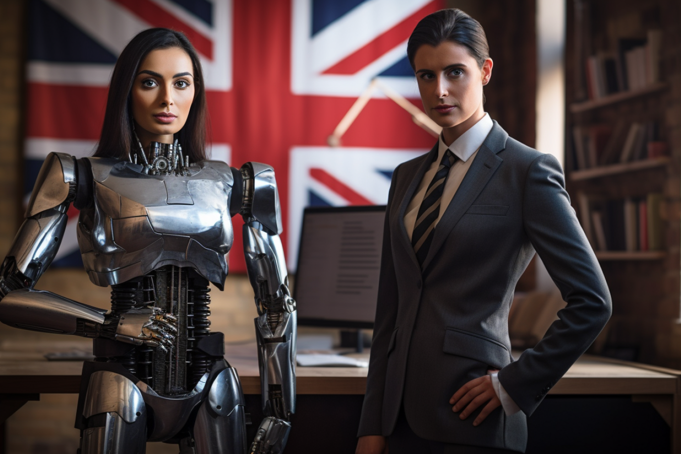 Huge UK Work Visa Fee Increase - Woman with Robot AI Generated