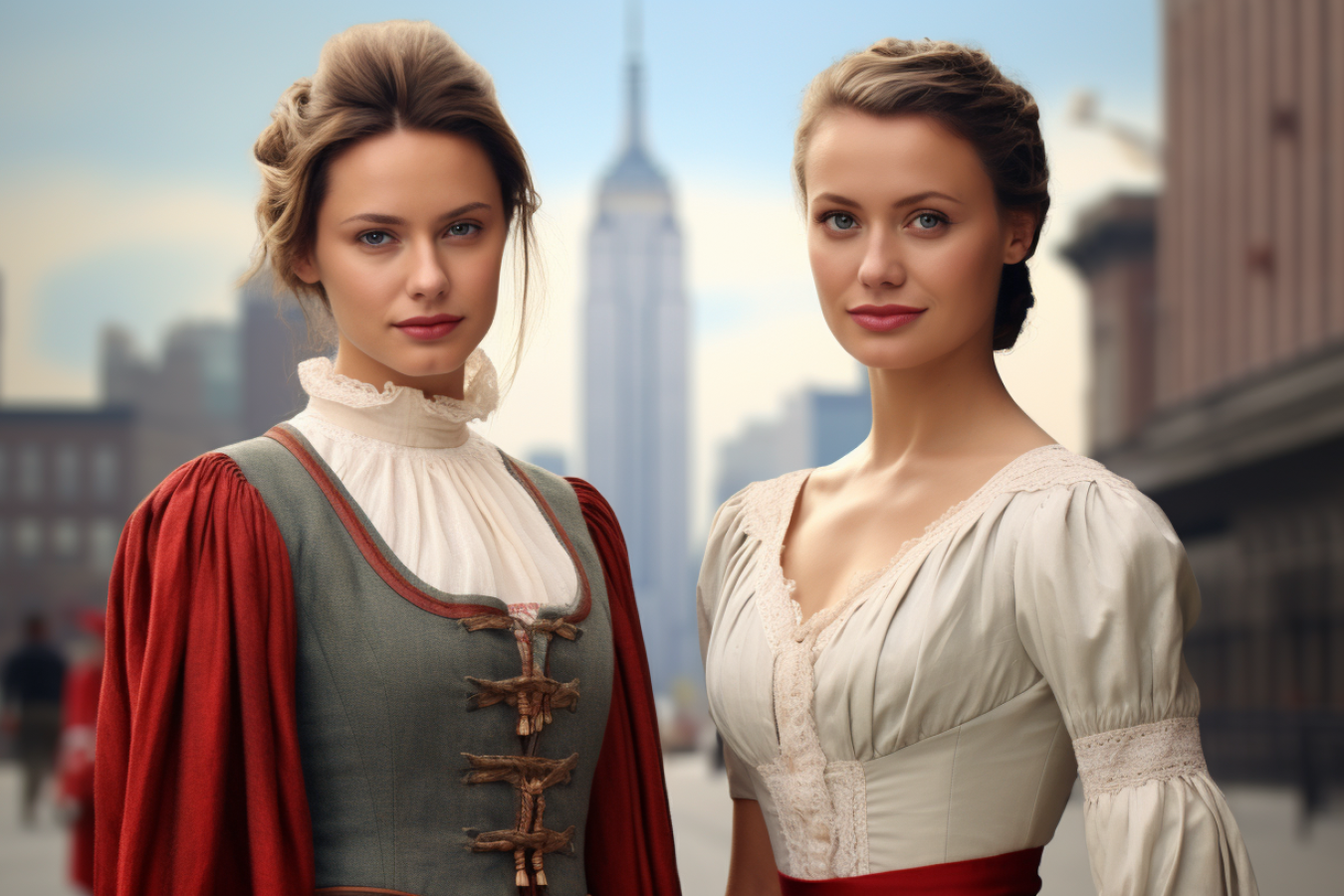 Polish and Latvian Immigrants in Traditional Dress, in New York AI Generated