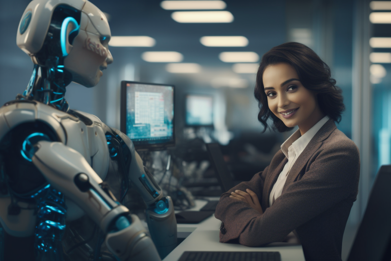 Indian IT Worker with Robot AI Generated