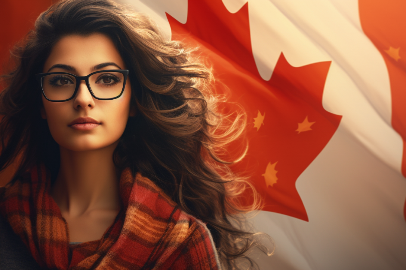Indian IT worker with Canadian Maple Leaf Flag AI Generated